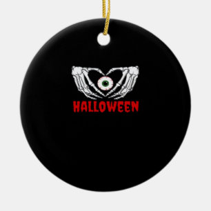 Eye Halloween - Skeleton Hands Heart Ceramic Ornament
