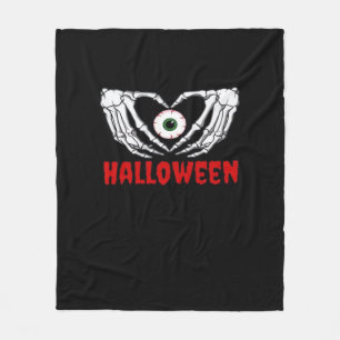 Eye Halloween - Skeleton Hands Heart Fleece Blanket