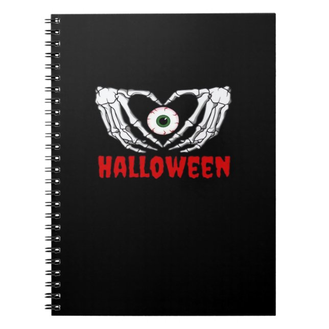 Eye Halloween - Skeleton Hands Heart Notebook (Front)
