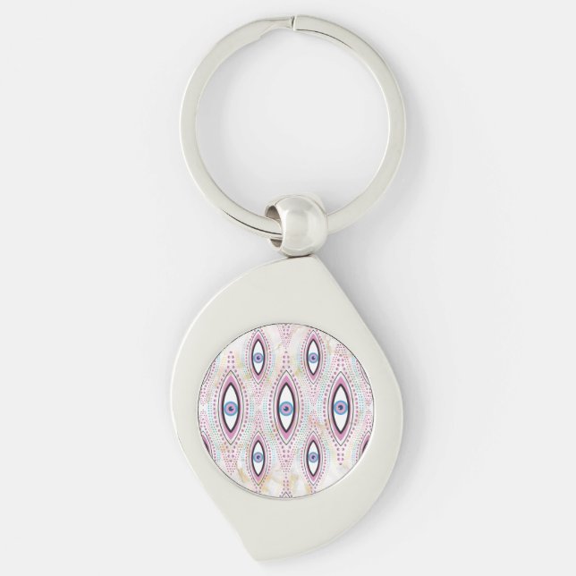 Eye Illustrated evil eye colourful Key Ring (Front)