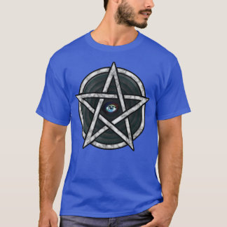 Eye in Pentagram for Protection Marble T-Shirt