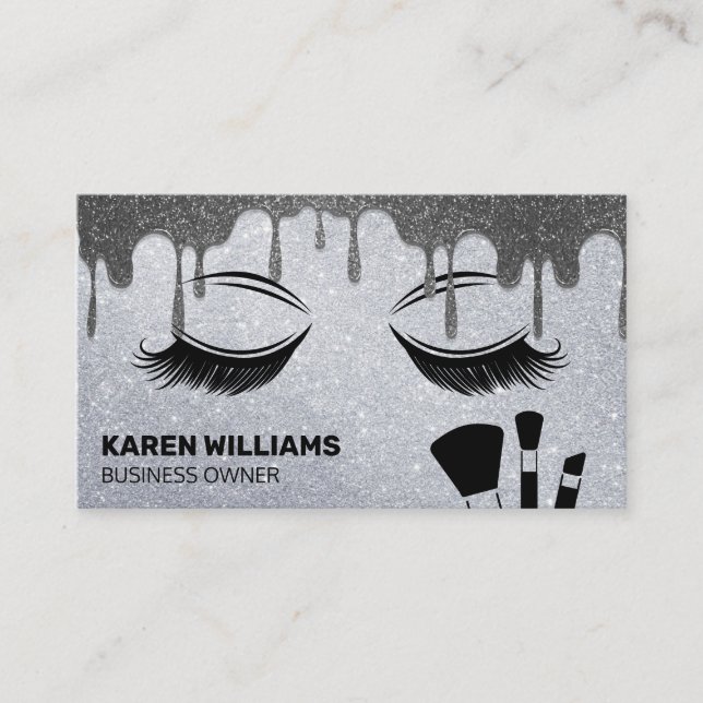 Eye Lash Glitter | Makeup Brushes | Glitter Drip Business Card (Front)