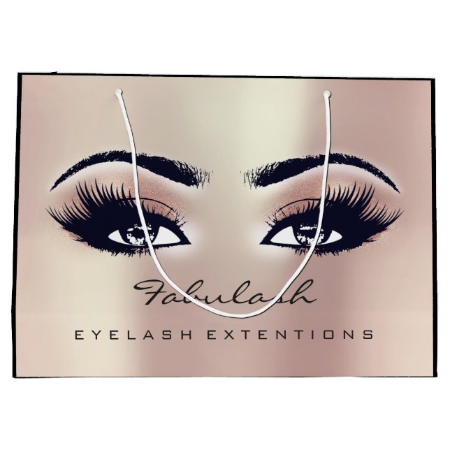 Eye Lash Rose Pink Makeup Glitter Beauty Cosmetics Large Gift Bag (Back)