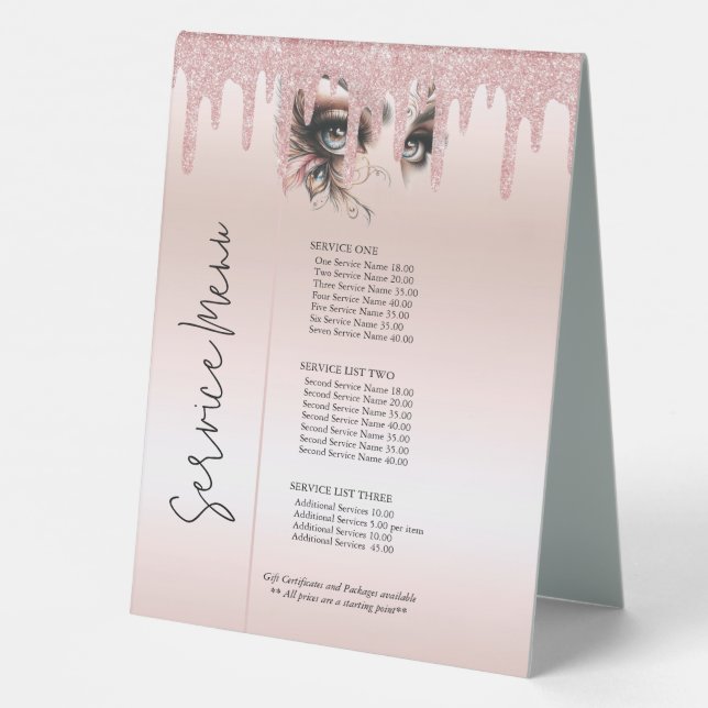 Eye Lashes Blush Pink Dripping Glitter Price List (Back)