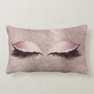 Eye Lashes Glitter Black Glam MakeUp Blush Sequin Lumbar Cushion