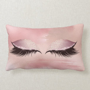 Eye Lashes Glitter Glam MakeUp Blush Stokes Glam Lumbar Cushion