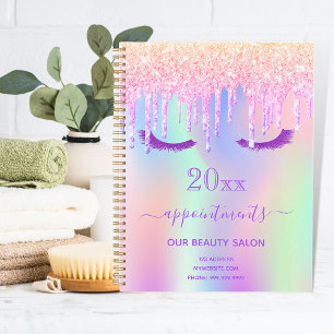 Eye lashes pink drips iridescent salon 2026 planner