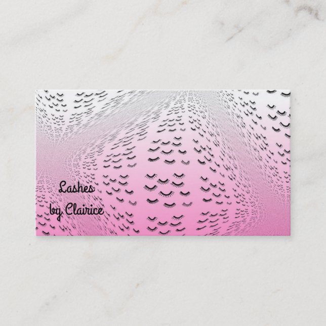 Eye Lashes Pink Pattern Business Card (Front)