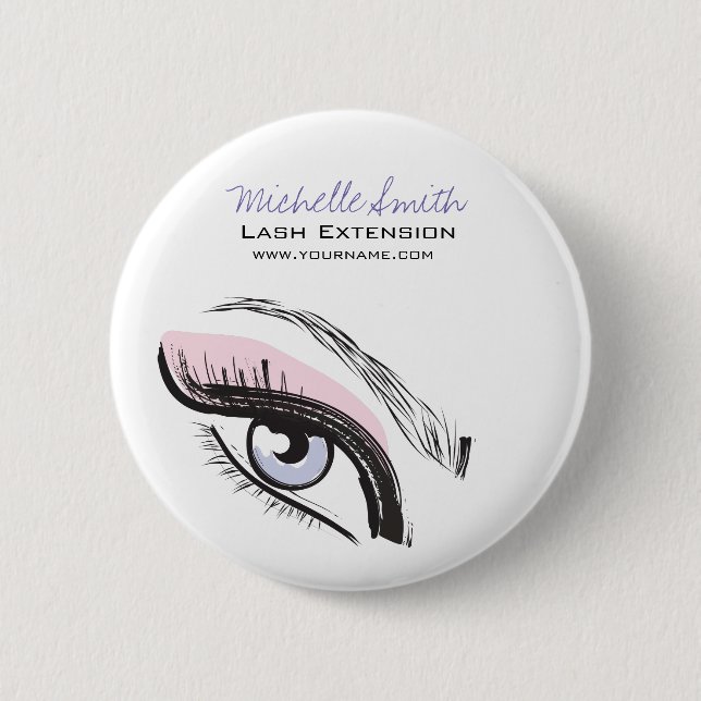Eye long eyelashes Lash extension icon 6 Cm Round Badge (Front)
