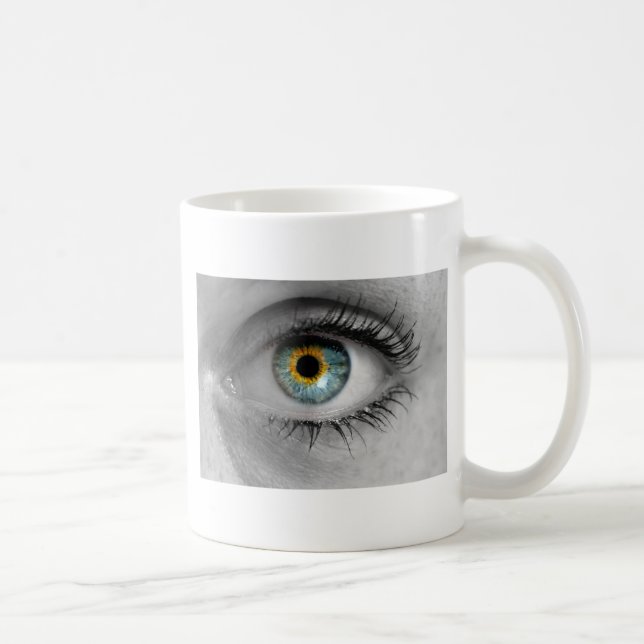 Eye looks to viewer concept macro coffee mug (Right)