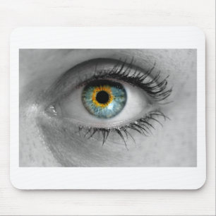 Eye looks to viewer concept macro mouse pad