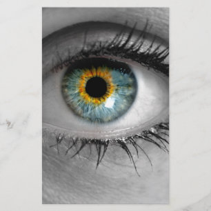 Eye looks to viewer concept macro stationery