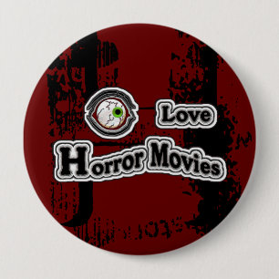 Eye Love Horror Movies! Red-Black 10 Cm Round Badge