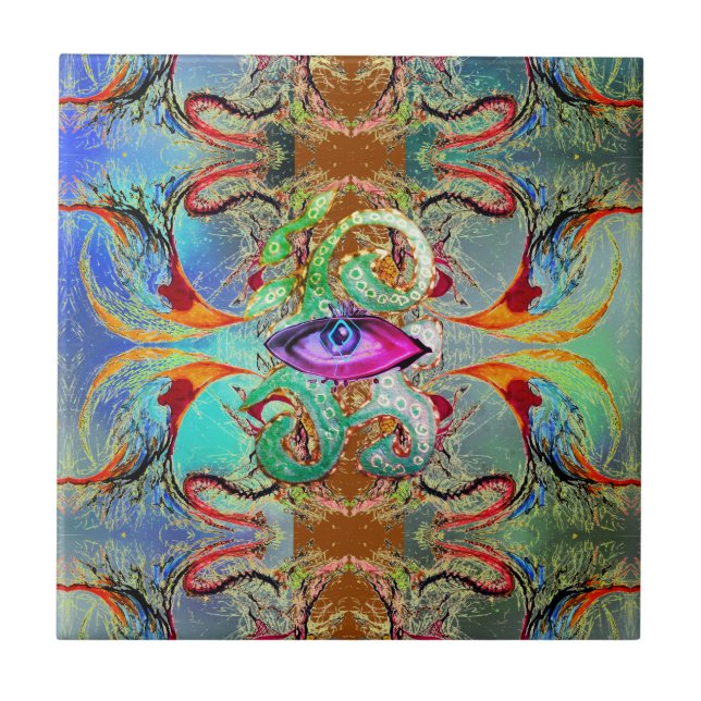 Eye of a Multidinensional Storm Ceramic Tile (Front)
