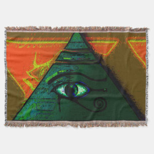 Eye of Horus, Ancient Egyptian Wadjet Art Throw Blanket