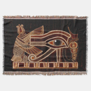 Eye of Horus, Ancient Egyptian Wadjet Art Throw Blanket