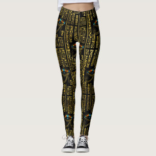 Eye of Horus and Egyptian hieroglyphs pattern Leggings