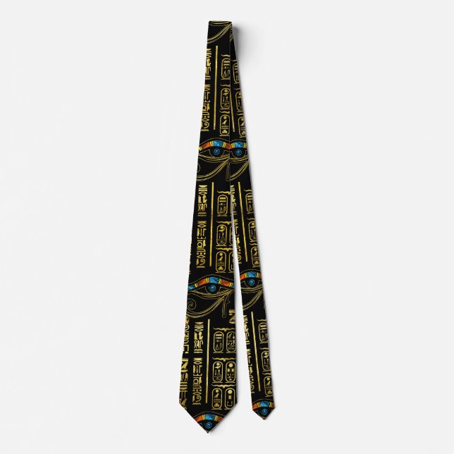 Eye of Horus and Egyptian hieroglyphs pattern Tie (Front)