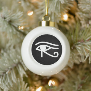 Eye of Horus Egyptian Ceramic Ball Christmas Ornament