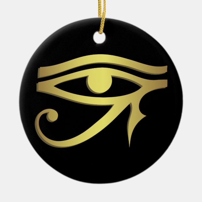 Eye of horus Egyptian symbol black Ceramic Tree Decoration (Front)