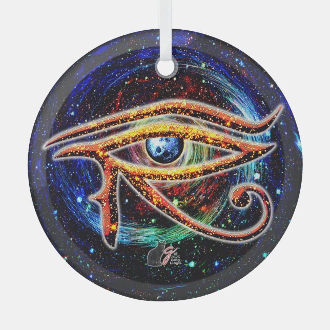 Eye Of Horus Glass Tree Decoration (Front)