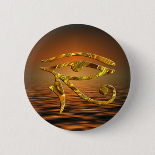 Eye Of Horus - GOLD 6 Cm Round Badge