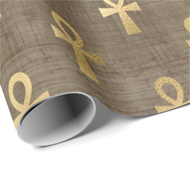 Eye of Horus Gold Egyptian Hieroglyphic Papyrus Wrapping Paper (Roll Corner)