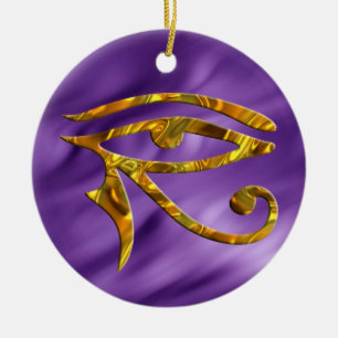 Eye Of Horus - GOLD lila waves Ceramic Ornament