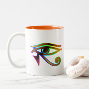 Eye of Horus Meditation Enthusiast Egyptian Two-Tone Coffee Mug