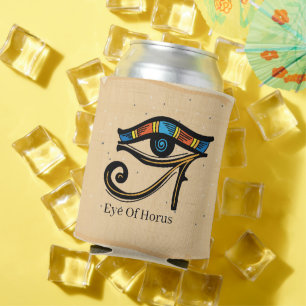 Eye Of Horus on papyrus, Egyptian hieroglyphs Can Cooler