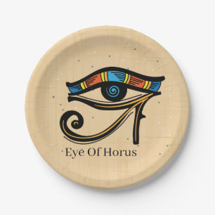 Eye Of Horus on papyrus, Egyptian hieroglyphs  Paper Plate