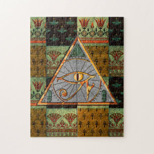 Eye of Horus Pyramid & Ancient Egyptian Pattern Jigsaw Puzzle