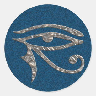 Eye Of Horus - SILVER blue splatter Classic Round Sticker