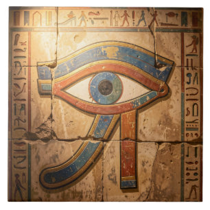 Eye of Horus with Hieroglyphs Egyptian Spiritual Ceramic Tile