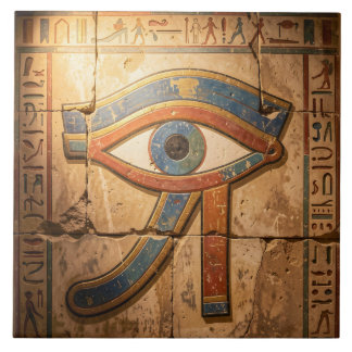 Eye of Horus with Hieroglyphs Egyptian Spiritual  Ceramic Tile
