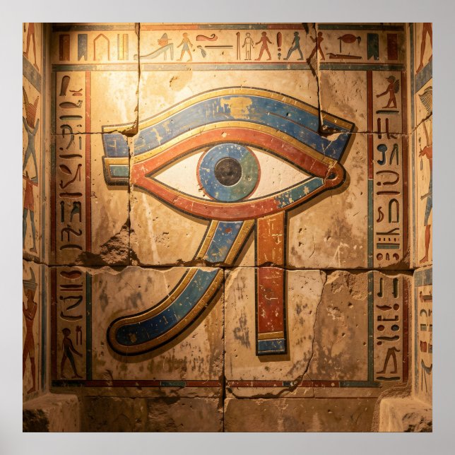 Eye of Horus with Hieroglyphs Egyptian Spiritual  Poster (Front)