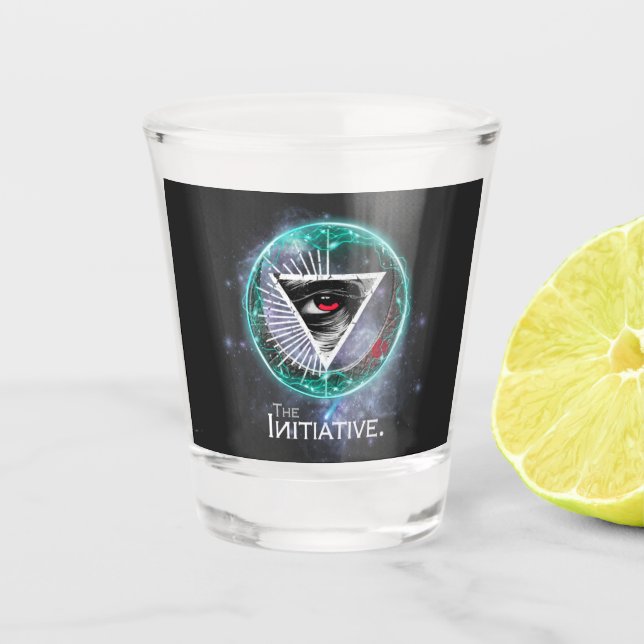 Eye of Initiative Spark Shot Glass (Front)