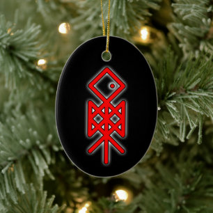 Eye of Odin Viking Bindrune Yule Ceramic Ornament