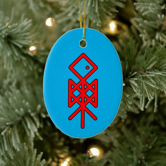 Eye of Odin Viking Bindrune Yule Ceramic Ornament (Tree)