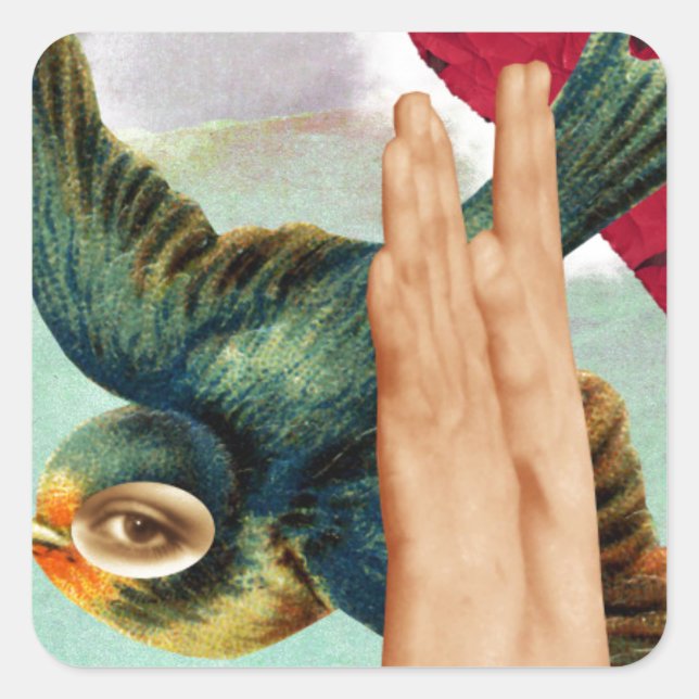 Eye of the Beholder, Abstract Digital Collage Square Sticker (Front)