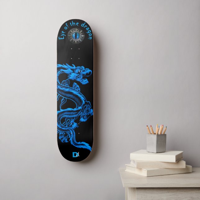 Eye of the Dragon Blue and Black Dd Brand  Skateboard (Wall Art)