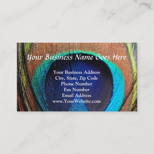 Eye of the Peacock Feather Close-Up Business Card (Front)
