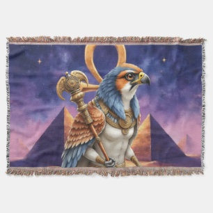Eye of the Sun – The Eternal Falcon of the Desert Throw Blanket