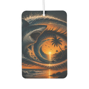 Eye of the Wave – Surreal Shark Sunset Throw Pillo Car Air Freshener