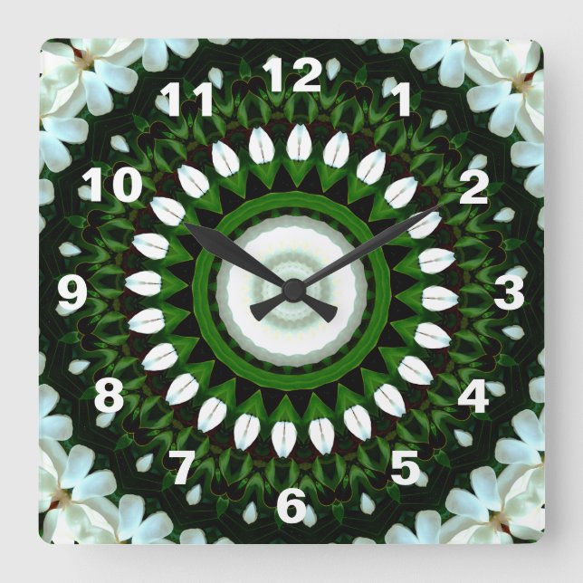 Eye of the White Magnolia Square Wall Clock (Front)