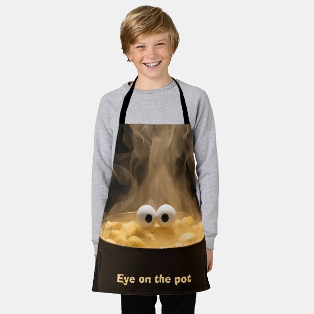 "Eye on the Pot" Funny Kids & Youth Apron (Worn)