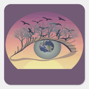 Eye on the World – Nature & Earth Art Square Sticker