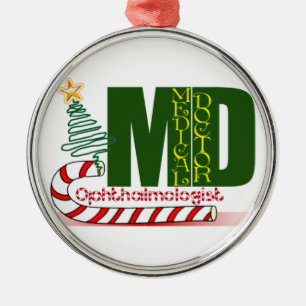 Eye OPTHAMOLOGIST MERRY CHRISTMAS MD DOCTOR Metal Ornament