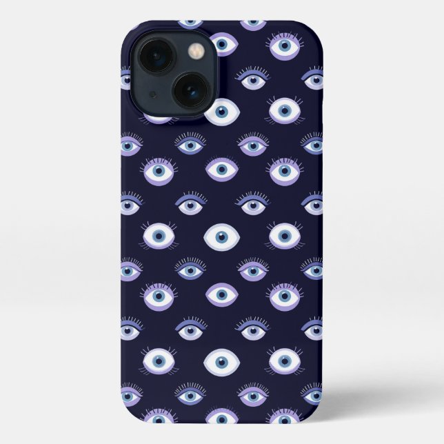 Eye Pattern Design With Abstract Repeated Bold Blu iPhone Case (Back)