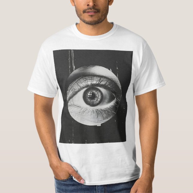 Eye Peeking Through Hole T-Shirt (Front)